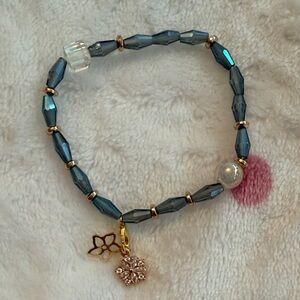 Elegant Blue Beaded Bracelet with Charms